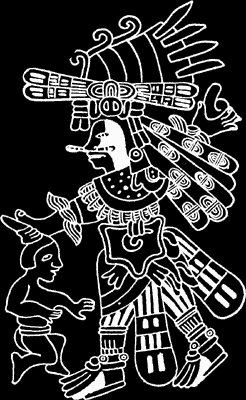Quetzalcatl con uno de los smbolos de la penitencia.